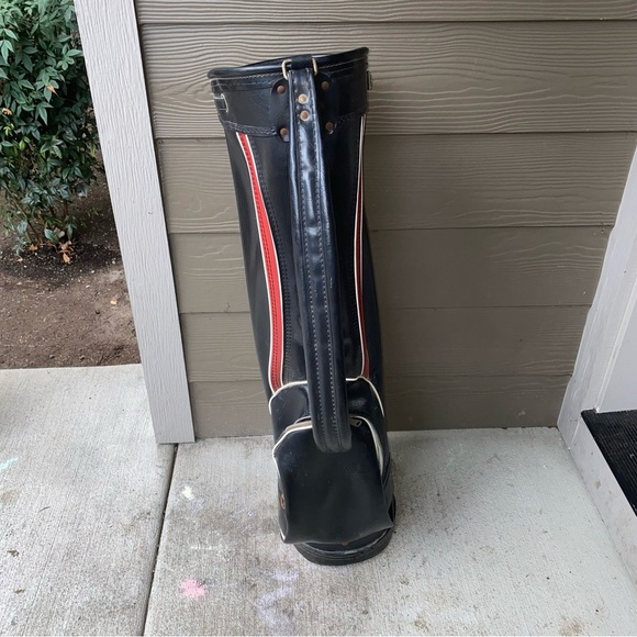 Vintage Atlantic Clyvenu Leather Black Golf Bag, Dri Grip Bottom - Picture 3 of 10